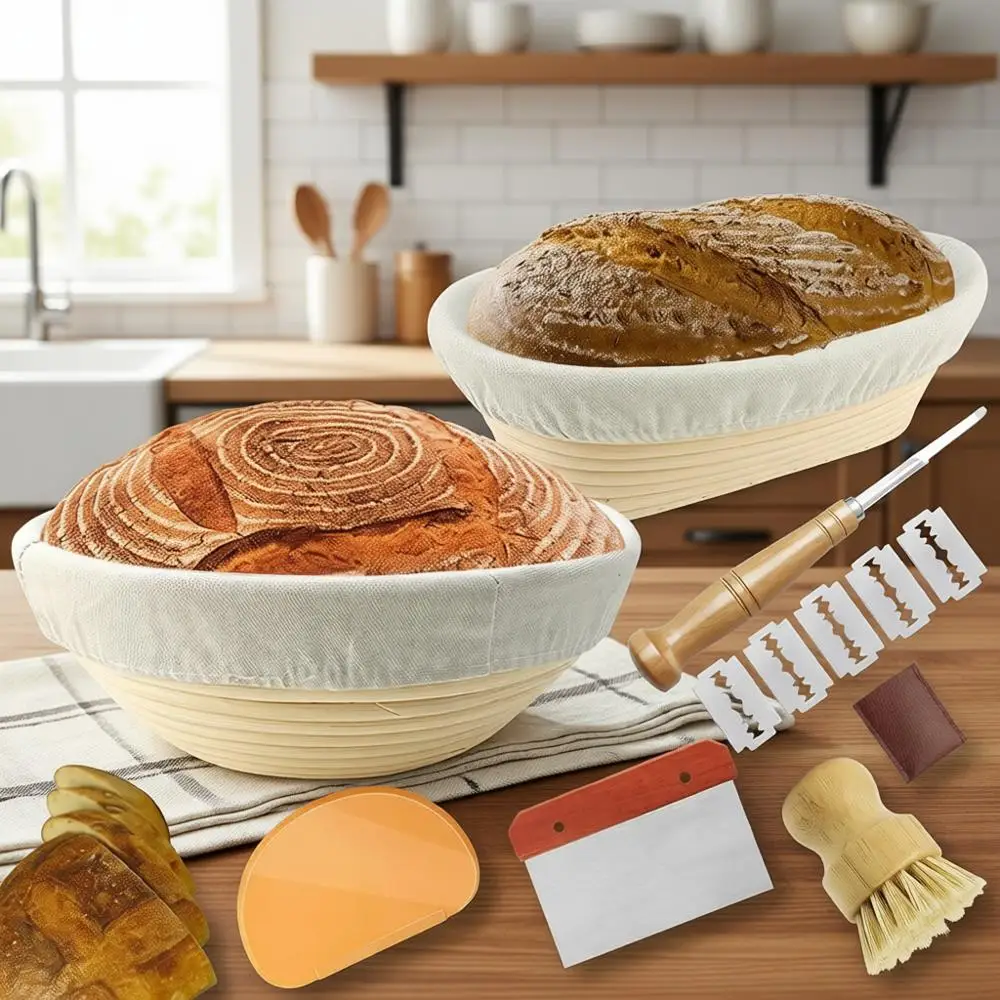 Корзины для расстойки хлеба: круглые 9 дюймов и овальные 10 дюймов с вкладышами, нож для хлеба, скребки для теста, щетка для чистки, для выпечки хлеба ручной работы
Корзины для расстойки хлеба: круглые 9 дюймов и овальные 10 дюймов с вкладышами, нож для хлеба, скребки для теста, щетка для чистки, для выпечки хлеба ручной работы