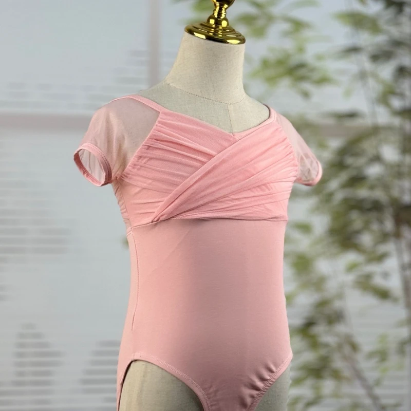 Girls' Pink Short-Sleeve Dance Leotard with Mesh Splicing, Ballet Training Wear, Daily & Performance Ballet Costume for Kids
Girls' Pink Short-Sleeve Dance Leotard with Mesh Splicing, Ballet Training Wear, Daily & Performance Ballet Costume for Kids
