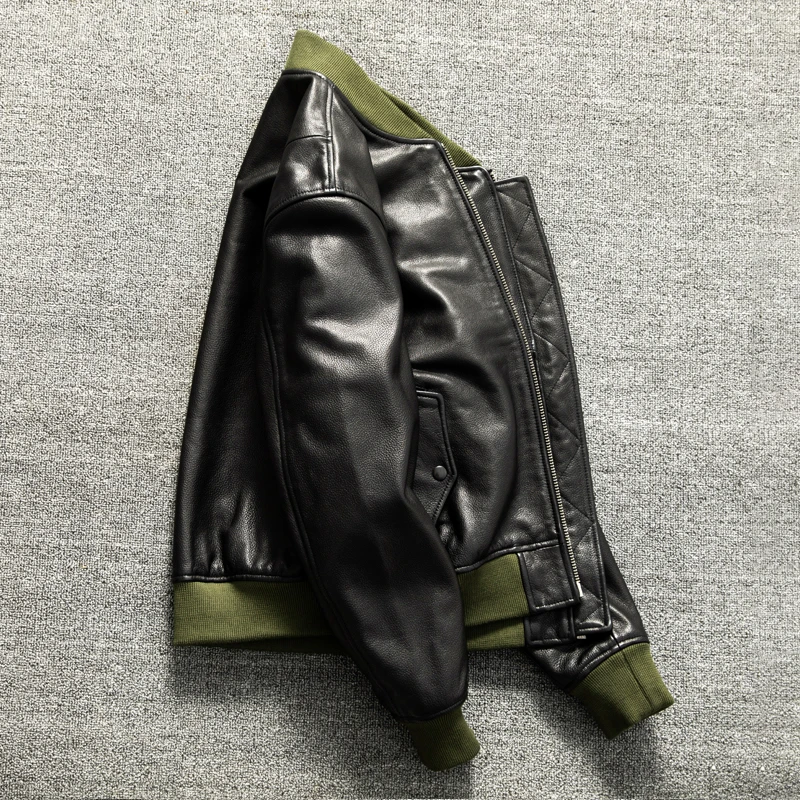 Black Winter Leather Jacket Men Military Style Plus Size 6XL Genuine Natural Cowhide O-Neck Collar Slim Fit MA1 Flight Coat
Black Winter Leather Jacket Men Military Style Plus Size 6XL Genuine Natural Cowhide O-Neck Collar Slim Fit MA1 Flight Coat