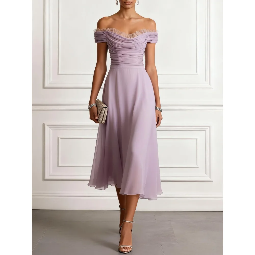 Customized Off Shoulder Mother of Birde Dresses 2026 for Women Wedding Pleated Draped Elegant Evening Dress A Line Prom Gown
Customized Off Shoulder Mother of Birde Dresses 2026 for Women Wedding Pleated Draped Elegant Evening Dress A Line Prom Gown