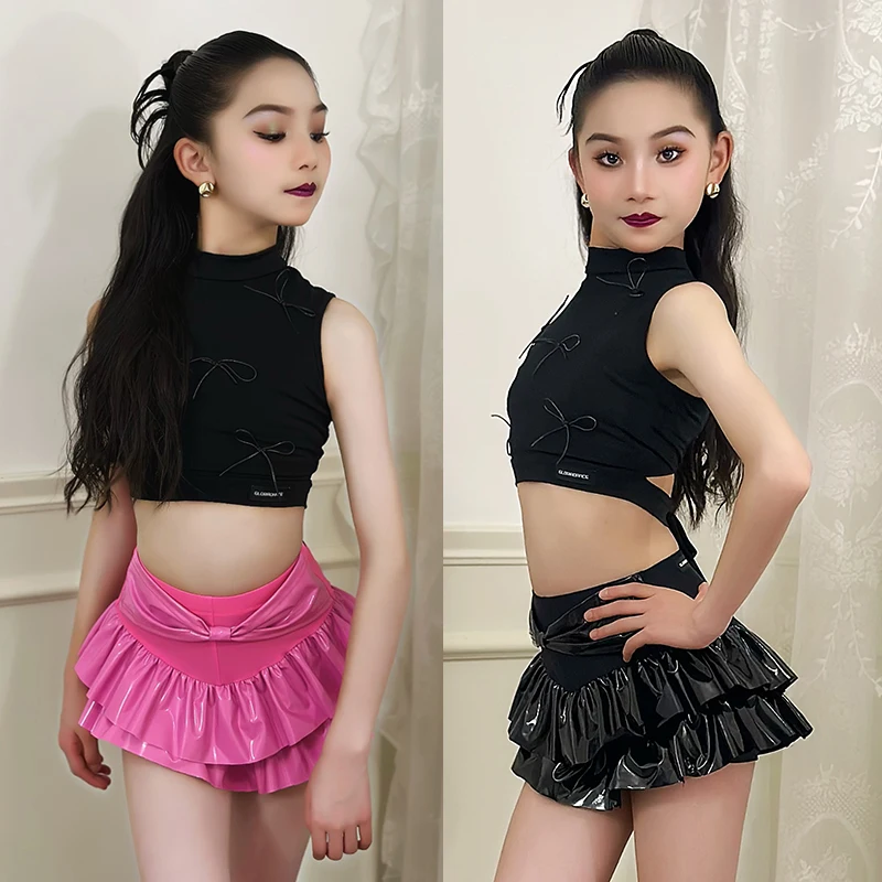 Summer Latin Dance Costume Black Training Dancewear Tops Pink Pleated Skirt Children Girl Rumba Cha Cha Practice Clothes VDL3303
Summer Latin Dance Costume Black Training Dancewear Tops Pink Pleated Skirt Children Girl Rumba Cha Cha Practice Clothes VDL3303