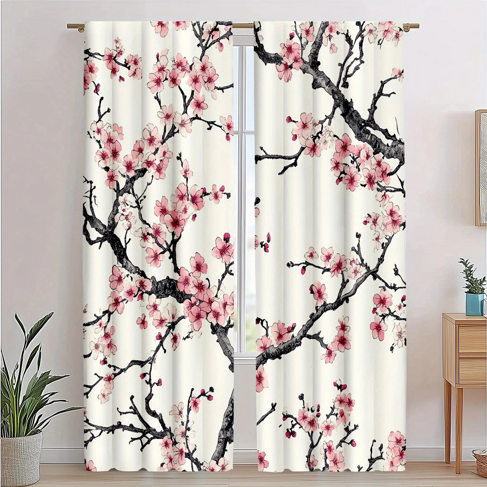 2pc Japanese cherry blossom and cherry branches print curtains, polyester fabric, suitable for bedroom living room
2pc Japanese cherry blossom and cherry branches print curtains, polyester fabric, suitable for bedroom living room