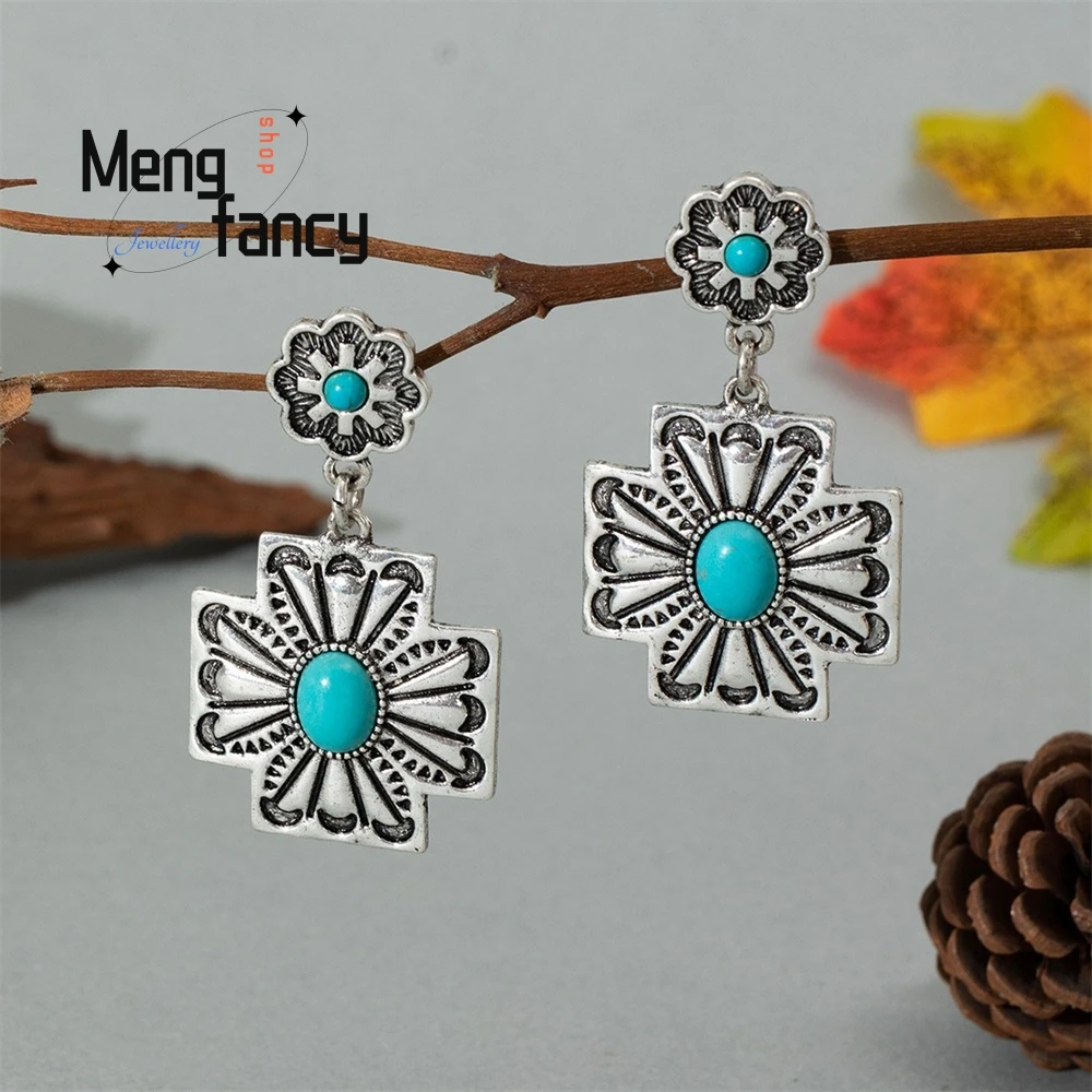 New Retro Western-Style Turquoise Oval Earrings With Exaggerated Personality Best Selling Fashion Jewelry Exquisite Elegant
New Retro Western-Style Turquoise Oval Earrings With Exaggerated Personality Best Selling Fashion Jewelry Exquisite Elegant