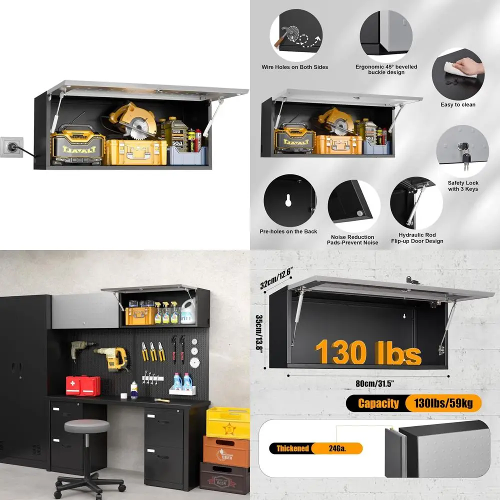 Secure Wall-Mounted Garage Storage Cabinet with Lock for Tools and Small Items
Secure Wall-Mounted Garage Storage Cabinet with Lock for Tools and Small Items