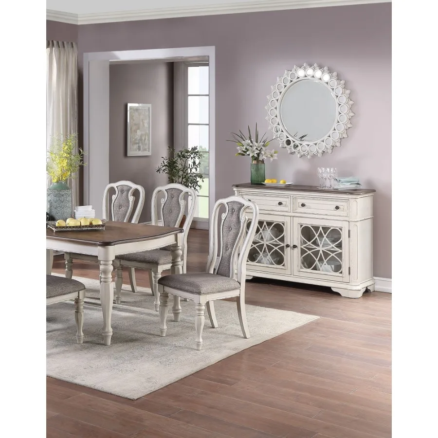 Antique White Set of 2 Dining Chairs Grey Upholstered Tufted unique Design Chairs Back Cushion Seat Dining Room
Antique White Set of 2 Dining Chairs Grey Upholstered Tufted unique Design Chairs Back Cushion Seat Dining Room