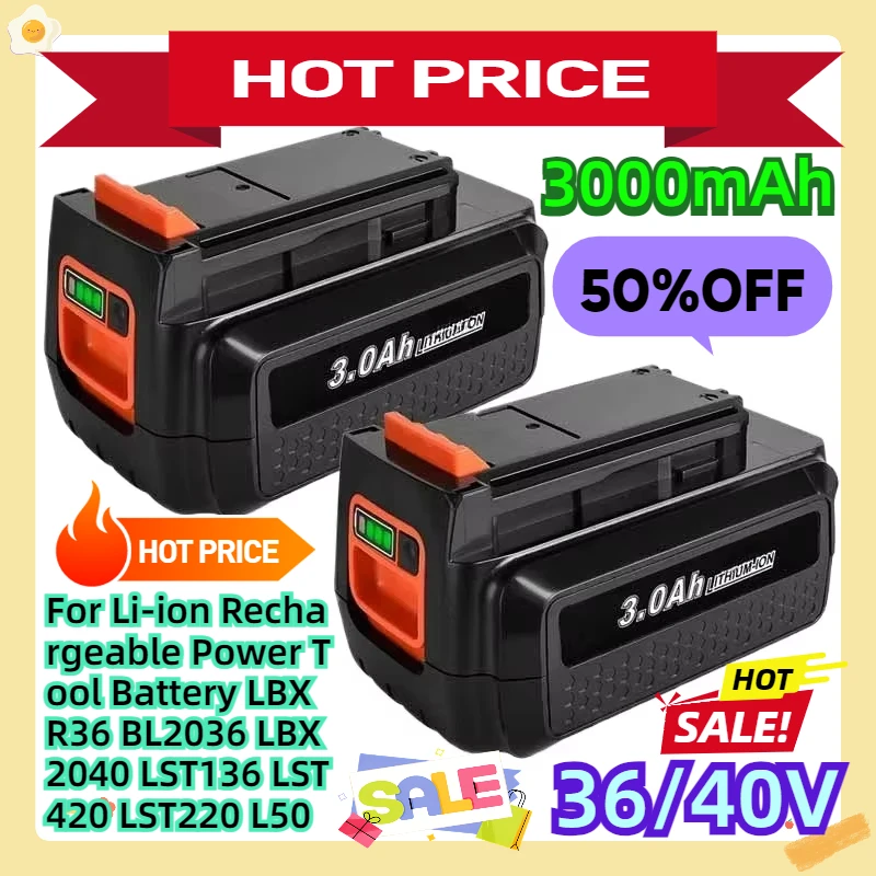 For 36v/40V 3000mAh Li-ion Rechargeable Power Tool Battery LBXR36 BL2036 LBX2040 LST136 LST420 LST220 L50
For 36v/40V 3000mAh Li-ion Rechargeable Power Tool Battery LBXR36 BL2036 LBX2040 LST136 LST420 LST220 L50
