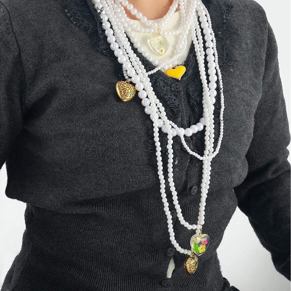 ZAA Multilayer Imitation Pearls Tassels Heart Pendant Necklaces for Women Boho Jewelry Neck Accessories
ZAA Multilayer Imitation Pearls Tassels Heart Pendant Necklaces for Women Boho Jewelry Neck Accessories