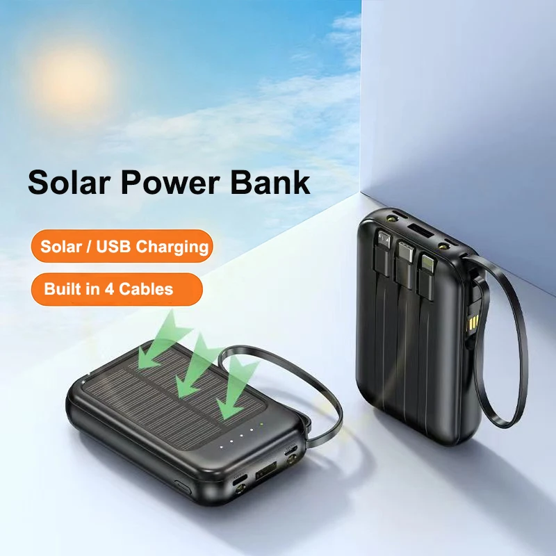 Solar Power Bank 20000mAh Built in 4 Cable Portable Solar Charging Powerbank for iPhone 16 Samsung Huawei Xiaomi Mini Poverbank
Solar Power Bank 20000mAh Built in 4 Cable Portable Solar Charging Powerbank for iPhone 16 Samsung Huawei Xiaomi Mini Poverbank