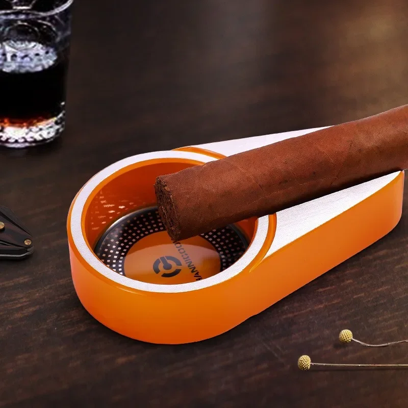 Metal Zinc Alloy Electroplated Portable Single Slot Cigar Ashtray
Metal Zinc Alloy Electroplated Portable Single Slot Cigar Ashtray