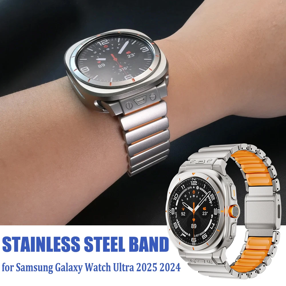 Мужской ремешок из нержавеющей стали для Samsung Galaxy Watch Ultra 2025 без зазоров, металлический резиновый ремешок для Samsung Galaxy Watch Ultra 47 мм 2024
Мужской ремешок из нержавеющей стали для Samsung Galaxy Watch Ultra 2025 без зазоров, металлический резиновый ремешок для Samsung Galaxy Watch Ultra 47 мм 2024