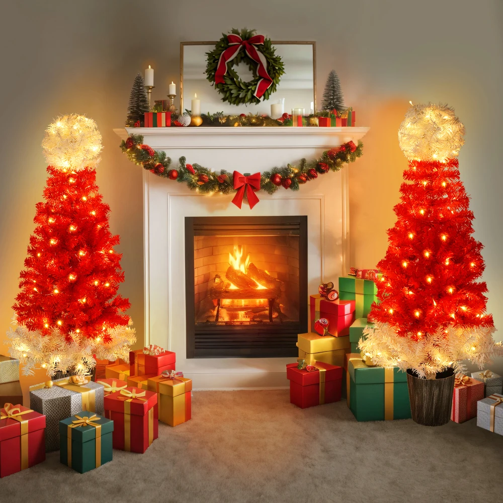 Lighted Santa Hat Style Christmas Tree Set of 2, 4ft Artificial Tree with Warm White Lights
Lighted Santa Hat Style Christmas Tree Set of 2, 4ft Artificial Tree with Warm White Lights