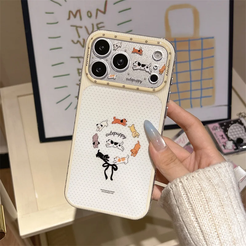 Cute Cartoon Puppy Dog Circle Print Phone Case with Bow Decor For iPhone 15 16 17 Pro Max Frame Clear Shockproof Cover Girls
Cute Cartoon Puppy Dog Circle Print Phone Case with Bow Decor For iPhone 15 16 17 Pro Max Frame Clear Shockproof Cover Girls