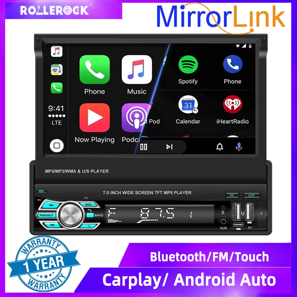 7 inch 1 Din Car MP5 Player Mirror Link Car Stereo 4 Led Camera Touchscreen Supports FM Bluetooth Wireless Carplay Android Auto
7 inch 1 Din Car MP5 Player Mirror Link Car Stereo 4 Led Camera Touchscreen Supports FM Bluetooth Wireless Carplay Android Auto