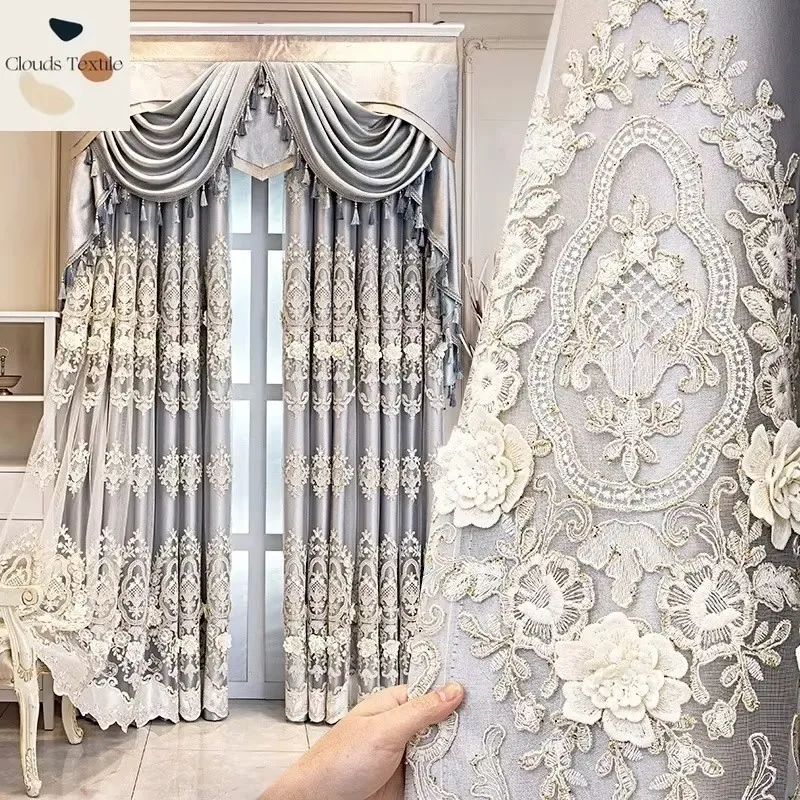 Luxury Modern Romantic Curtain Sheer Embossed Grey Curtain Embroidered Tulle Dutch Velve Curtains for Living Dining Room Bedroom
Luxury Modern Romantic Curtain Sheer Embossed Grey Curtain Embroidered Tulle Dutch Velve Curtains for Living Dining Room Bedroom