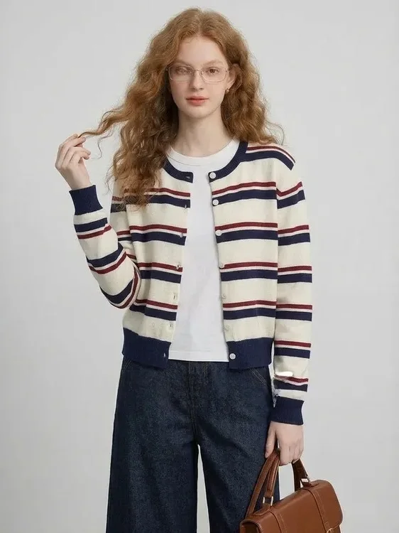 ZhuoZhi Spring 2026 Casual Faion round Ne Button Cardigan Striped Color Blo Knitted Soft French Sle Long Sve Top
ZhuoZhi Spring 2026 Casual Faion round Ne Button Cardigan Striped Color Blo Knitted Soft French Sle Long Sve Top