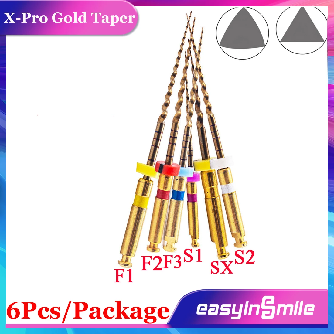 EASYINSMILE 6 шт./упак. стоматологические эндодонтические ротационные файлы NITI X-Pro золотой конусный эндодвигатель F1/F2/F3/SX/S1/S2 наконечники 21/25/31 мм
EASYINSMILE 6 шт./упак. стоматологические эндодонтические ротационные файлы NITI X-Pro золотой конусный эндодвигатель F1/F2/F3/SX/S1/S2 наконечники 21/25/31 мм