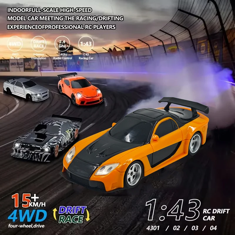 2.4G RC Drift Car 1/43 4WD Автомобиль с дистанционным управлением Высокоскоростной полноприводный радиоуправляемый обновленный гоночный автомобиль Модель игрушки для мальчика в подарок
2.4G RC Drift Car 1/43 4WD Автомобиль с дистанционным управлением Высокоскоростной полноприводный радиоуправляемый обновленный гоночный автомобиль Модель игрушки для мальчика в подарок