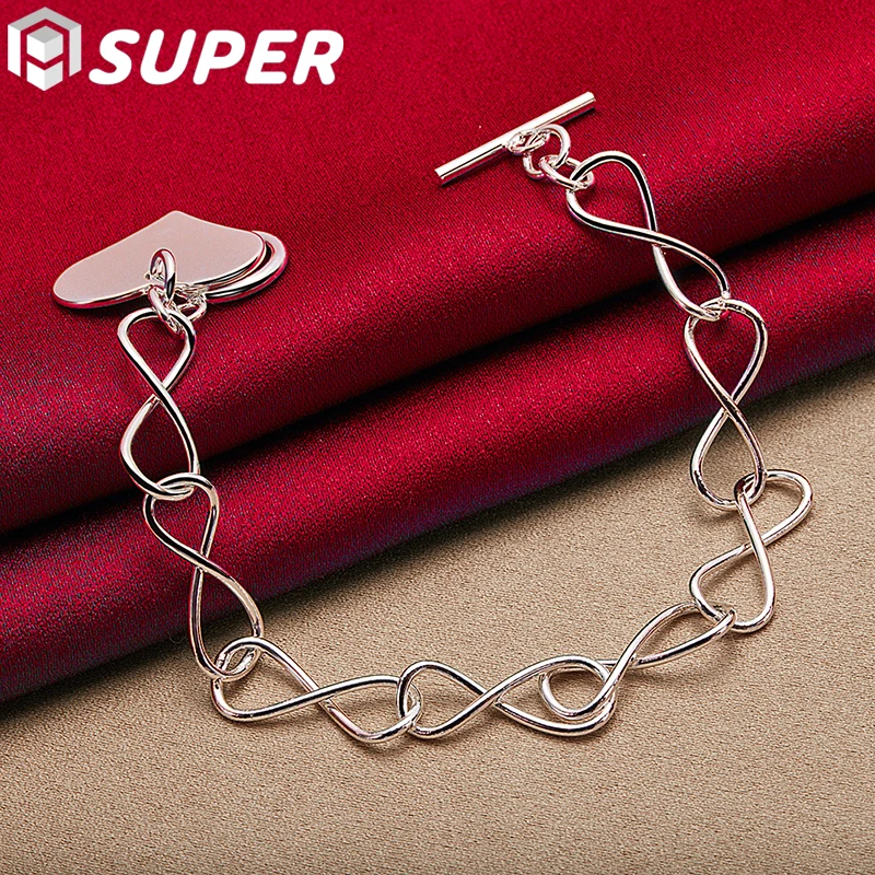 925 Sterling Silver Love Heart Pendant Bracelet Chain For Woman Charm Wedding Engagement Party Fashion Jewelry
925 Sterling Silver Love Heart Pendant Bracelet Chain For Woman Charm Wedding Engagement Party Fashion Jewelry