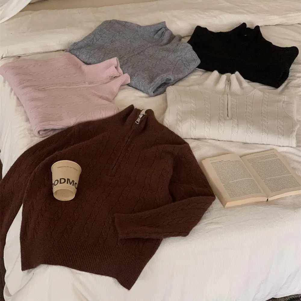 Soft Long Sve Knitted Sweater Collar Zipper Twist Vintage Basic Sle Commute Wind Single Piece Regular Thin Pur...
Soft Long Sve Knitted Sweater Collar Zipper Twist Vintage Basic Sle Commute Wind Single Piece Regular Thin Pur...