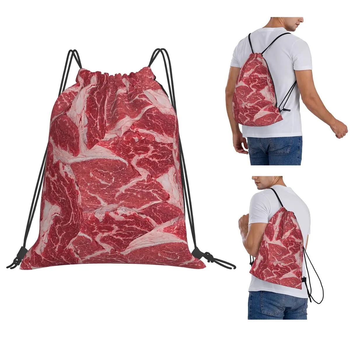 Meat Backpacks Fashion Drawstring Bags Sports Bag Book Bags for Travel School
Meat Backpacks Fashion Drawstring Bags Sports Bag Book Bags for Travel School
