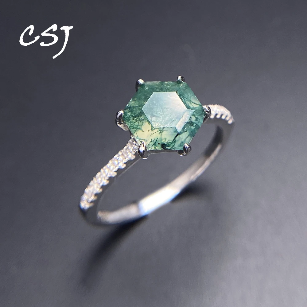 Trendy Natural Moss Agate Rings Sterling 925 Silver Hexagon Gemstone 8mm Fine Jewelry for Women Birthday Party Gift
Trendy Natural Moss Agate Rings Sterling 925 Silver Hexagon Gemstone 8mm Fine Jewelry for Women Birthday Party Gift