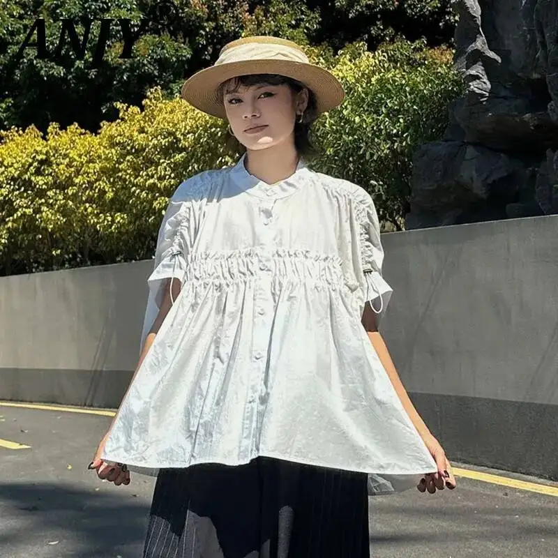 ANJY Summer New Women Korean Style Oversized Batwing Sleeve Pleated Shirt Versatile Trend Loose Casual High Street Blouse A22860
ANJY Summer New Women Korean Style Oversized Batwing Sleeve Pleated Shirt Versatile Trend Loose Casual High Street Blouse A22860