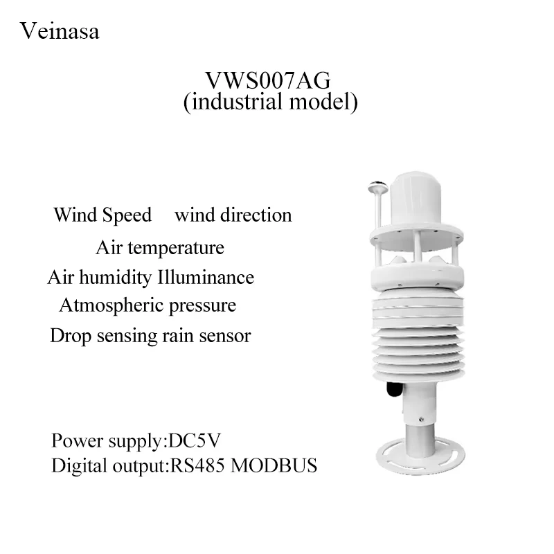 Veinasa VWS007AG-5V ABS Farm Weather Station PM2.5 10 Air Quality Sensor Sound Level Ultrasonic Wind Environmental Monitoring
Veinasa VWS007AG-5V ABS Farm Weather Station PM2.5 10 Air Quality Sensor Sound Level Ultrasonic Wind Environmental Monitoring