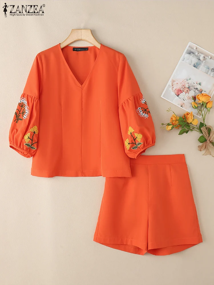 ZANZEA 2PCS Holiday Outfits Summer Women Fashion Matching Sets Elegant V Neck 3/4 Sleeve Blouse Short Sets Casual Work Tracksuit
ZANZEA 2PCS Holiday Outfits Summer Women Fashion Matching Sets Elegant V Neck 3/4 Sleeve Blouse Short Sets Casual Work Tracksuit