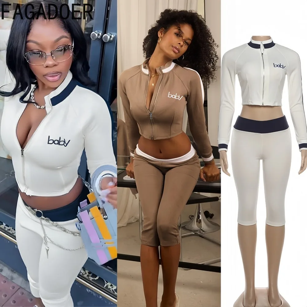FAGADOER Fashion Letter Embroidery Two Piece Outfits Woman Solid Color Long Sleeves Crop Top + Pants Female Streetwear Clothing
FAGADOER Fashion Letter Embroidery Two Piece Outfits Woman Solid Color Long Sleeves Crop Top + Pants Female Streetwear Clothing