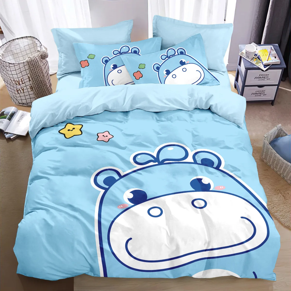 Big Hippopotamus Duvet Cover CatroonHippopotamus Bedding Sets Soft Quilt Cover And Pillowcases For Teens Single/Double/Queen
Big Hippopotamus Duvet Cover CatroonHippopotamus Bedding Sets Soft Quilt Cover And Pillowcases For Teens Single/Double/Queen