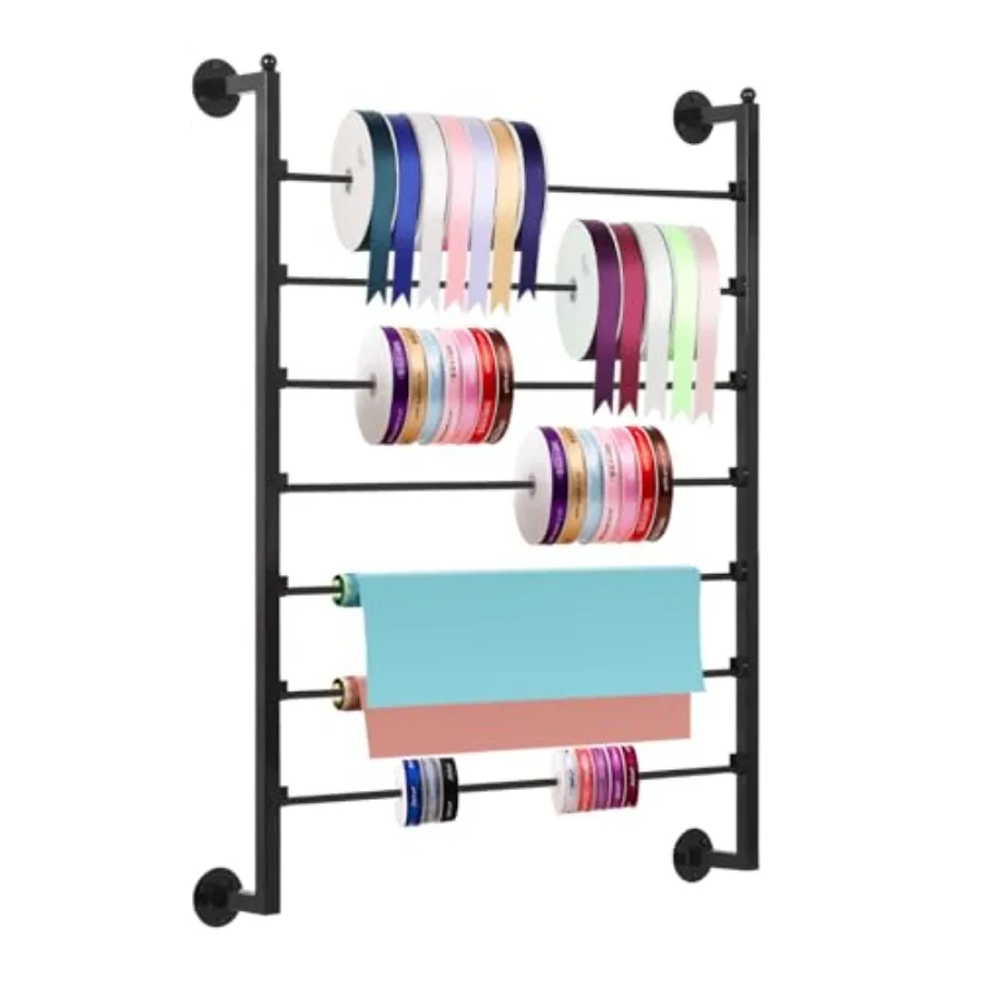 31.5-inch Wall Mounted Ribbon Storage Organizer 7-Tier Large Capacity Metal Rack for Craft Room Flower Shop Cake Shop Gift Wrap
31.5-inch Wall Mounted Ribbon Storage Organizer 7-Tier Large Capacity Metal Rack for Craft Room Flower Shop Cake Shop Gift Wrap