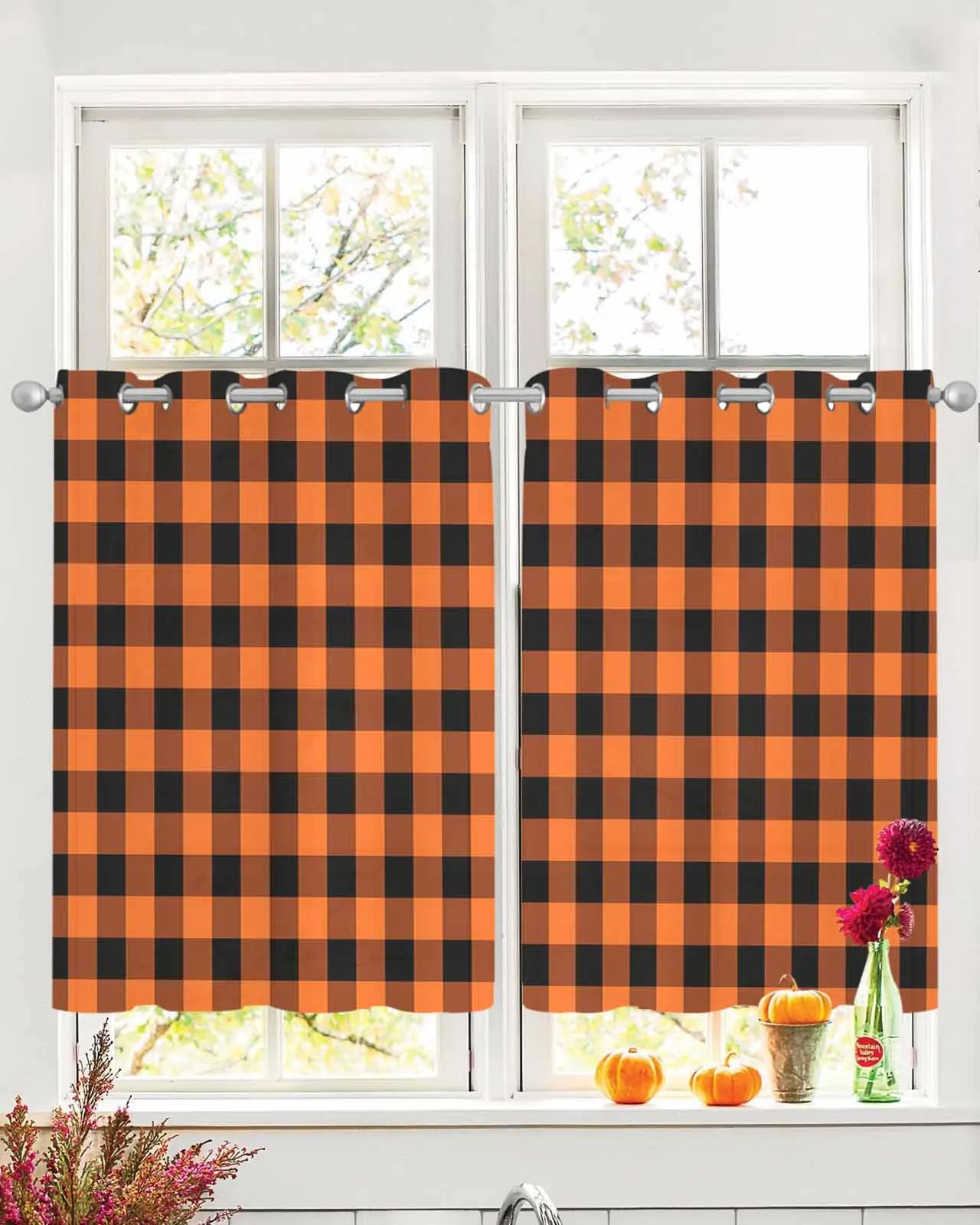 2 Panels Set Tulle Window Curtains Halloween Theme Orange Black Plaid Rod Pocket Top Curtains for Bedroom and Living Room
2 Panels Set Tulle Window Curtains Halloween Theme Orange Black Plaid Rod Pocket Top Curtains for Bedroom and Living Room