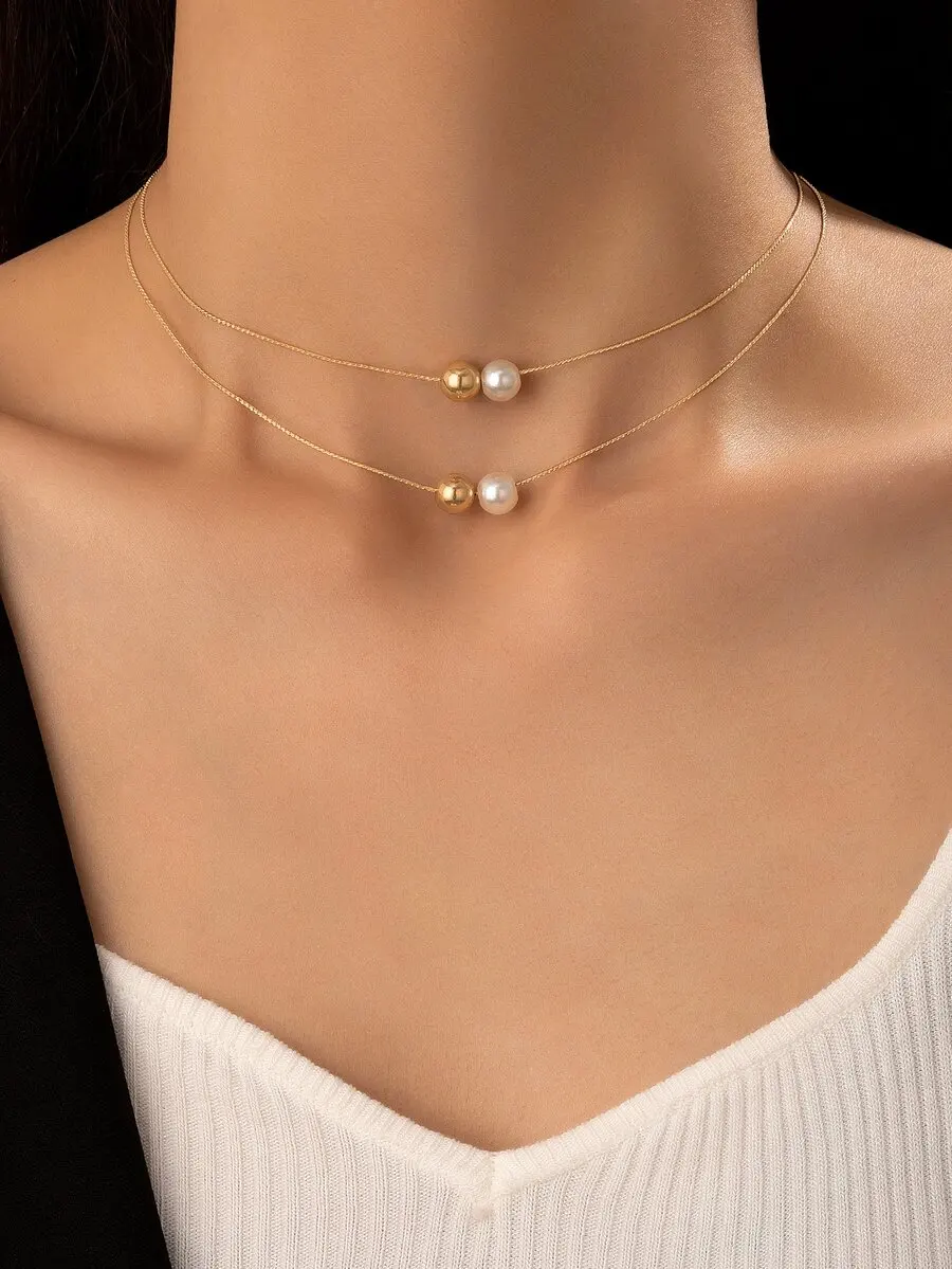 Faux Pearl Decorative Layered Choker Necklace
Faux Pearl Decorative Layered Choker Necklace
