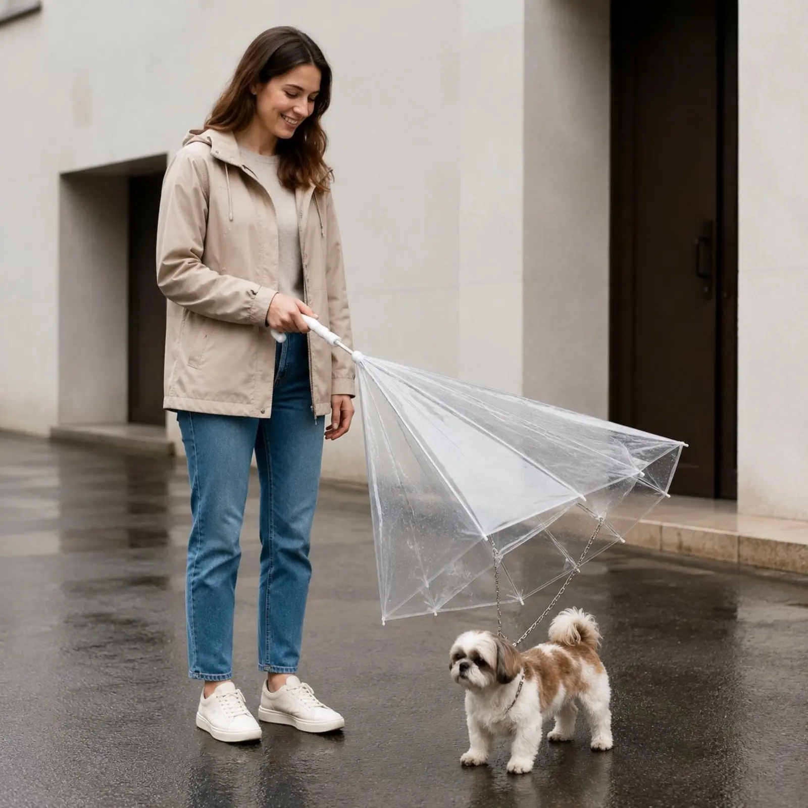Dog Umbrella Leash Rainproof Transparent Dog Umbrella Portable Hands Unrestricted for Cats, Rainy Walks
Dog Umbrella Leash Rainproof Transparent Dog Umbrella Portable Hands Unrestricted for Cats, Rainy Walks