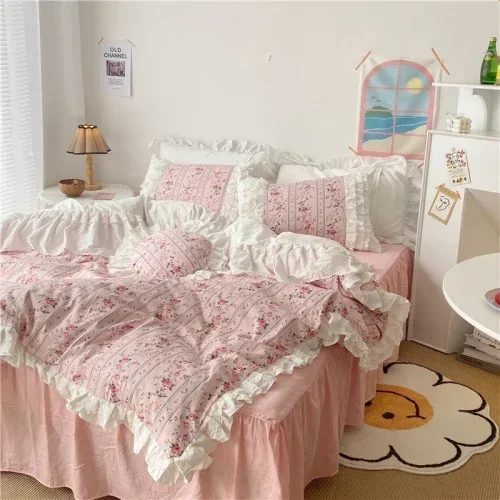 Vintage ruffle lace bedding set queen size bedroom set sheet printed duvet cover bed sheets and pillowcases Princess bed linen
Vintage ruffle lace bedding set queen size bedroom set sheet printed duvet cover bed sheets and pillowcases Princess bed linen