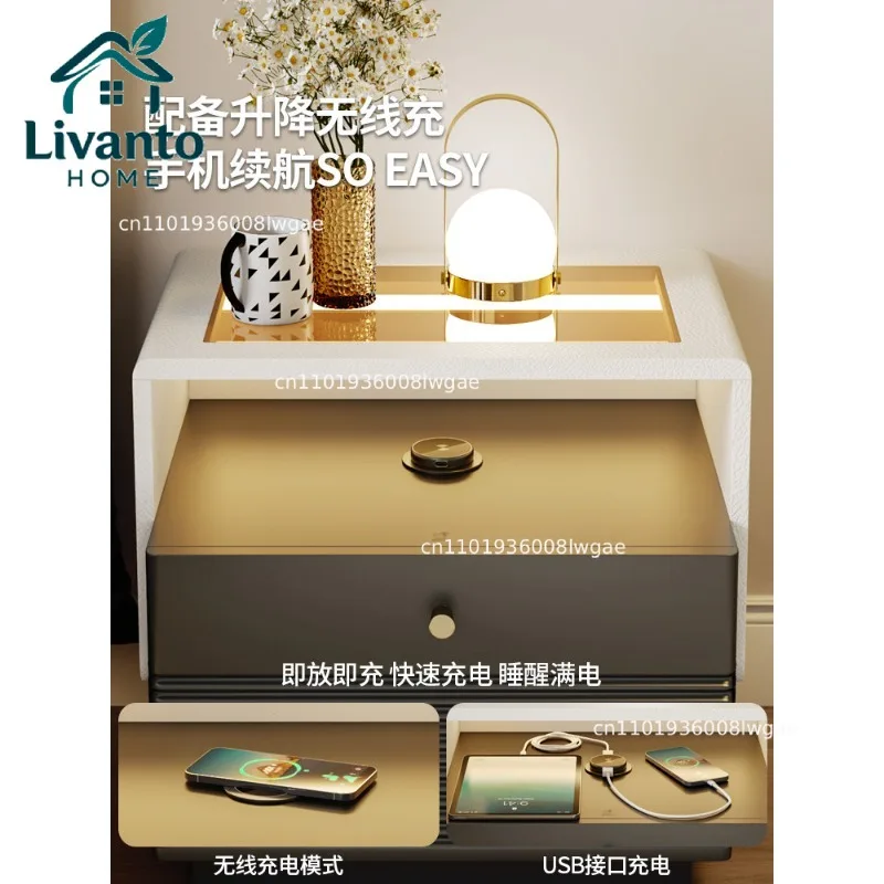 Multifunctional bedside table Bedroom household small bedside table with sensor light intelligent wireless charging mini locker
Multifunctional bedside table Bedroom household small bedside table with sensor light intelligent wireless charging mini locker