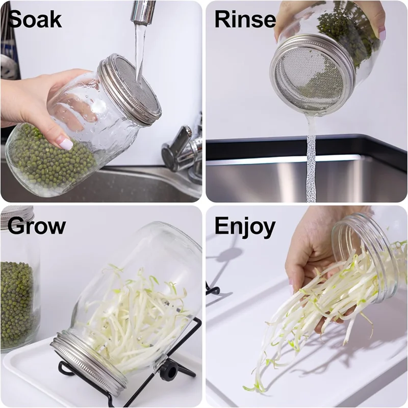 AB11-Stainless Steel Mesh Sprouting Kit For Wide Mouth Mason Jars For Growing Broccoli Sprouts, Bean Sprouts, Sunflower, Etc
AB11-Stainless Steel Mesh Sprouting Kit For Wide Mouth Mason Jars For Growing Broccoli Sprouts, Bean Sprouts, Sunflower, Etc