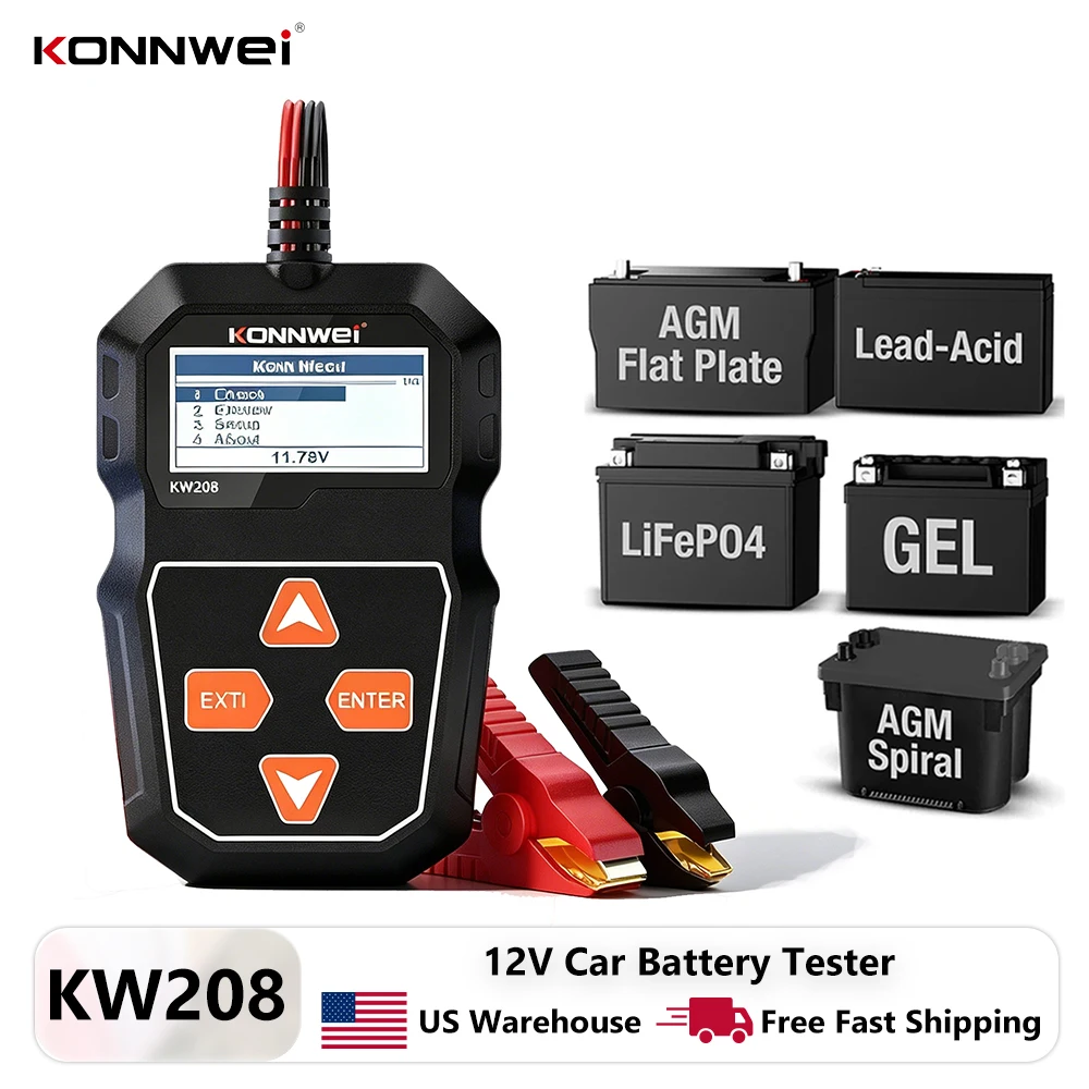 KONNWEI KW208 Car Battery Tester Load Tester Automotive Alternator Analyzer 12V Car Battery Monitor Waveform Voltage Test
KONNWEI KW208 Car Battery Tester Load Tester Automotive Alternator Analyzer 12V Car Battery Monitor Waveform Voltage Test