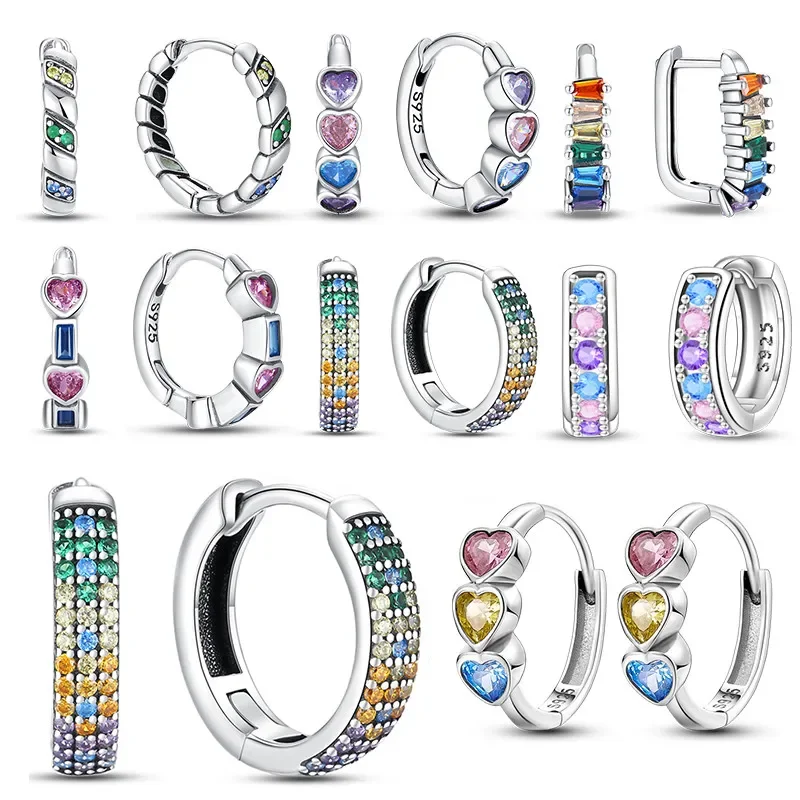 925 Sterling Silver Heart Colorful Shiny Zircon Hoop Earrings Fine Jewelry Luxury Gift Original Design Color Earring for Women
925 Sterling Silver Heart Colorful Shiny Zircon Hoop Earrings Fine Jewelry Luxury Gift Original Design Color Earring for Women