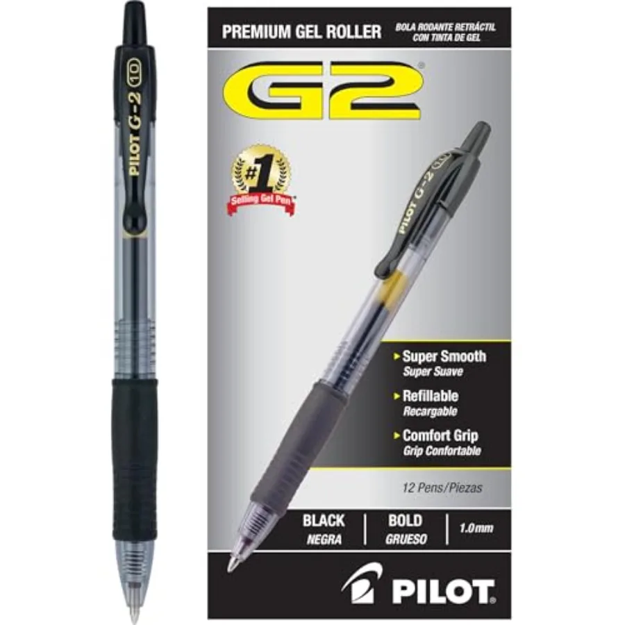 G2 Premium Refillable and Retractable Rolling Ball Gel Pens, Bold Point, Bold Gel Pens, 1.0mm,,12-Pack
G2 Premium Refillable and Retractable Rolling Ball Gel Pens, Bold Point, Bold Gel Pens, 1.0mm,,12-Pack