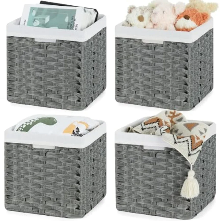 Wicker Storage Baskets for Organizing 4-Pack Hand-Woven Imitation Wicker Cube Storage Bins with Liners for Shelves Closet Cabin
Wicker Storage Baskets for Organizing 4-Pack Hand-Woven Imitation Wicker Cube Storage Bins with Liners for Shelves Closet Cabin