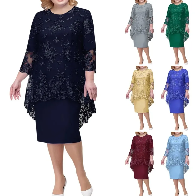 Women'S Casual Fashion Lace Embroidery Medium Long Length Two Piece Set Dress Ropa De Mujer Vestidos Para Mujer Elegant Dresses
Women'S Casual Fashion Lace Embroidery Medium Long Length Two Piece Set Dress Ropa De Mujer Vestidos Para Mujer Elegant Dresses