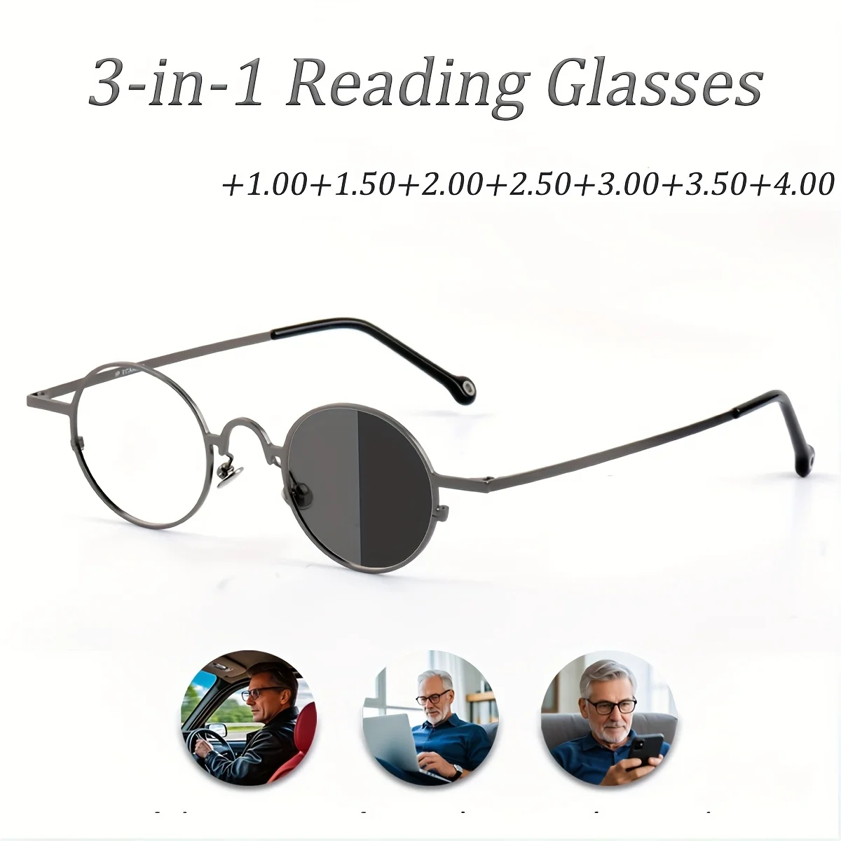 FYTOO titanium alloy circular photochromic progressive reading glasses, suitable for daily office driving K080
FYTOO titanium alloy circular photochromic progressive reading glasses, suitable for daily office driving K080