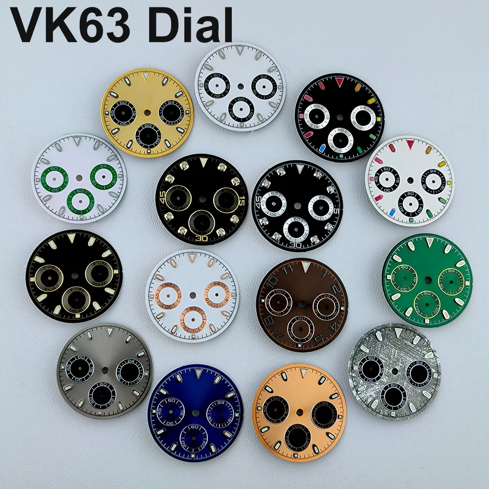 29mm VK63 chronograph dial Panda dial Green glowing fit VK63 quartz movement watch accessories
29mm VK63 chronograph dial Panda dial Green glowing fit VK63 quartz movement watch accessories