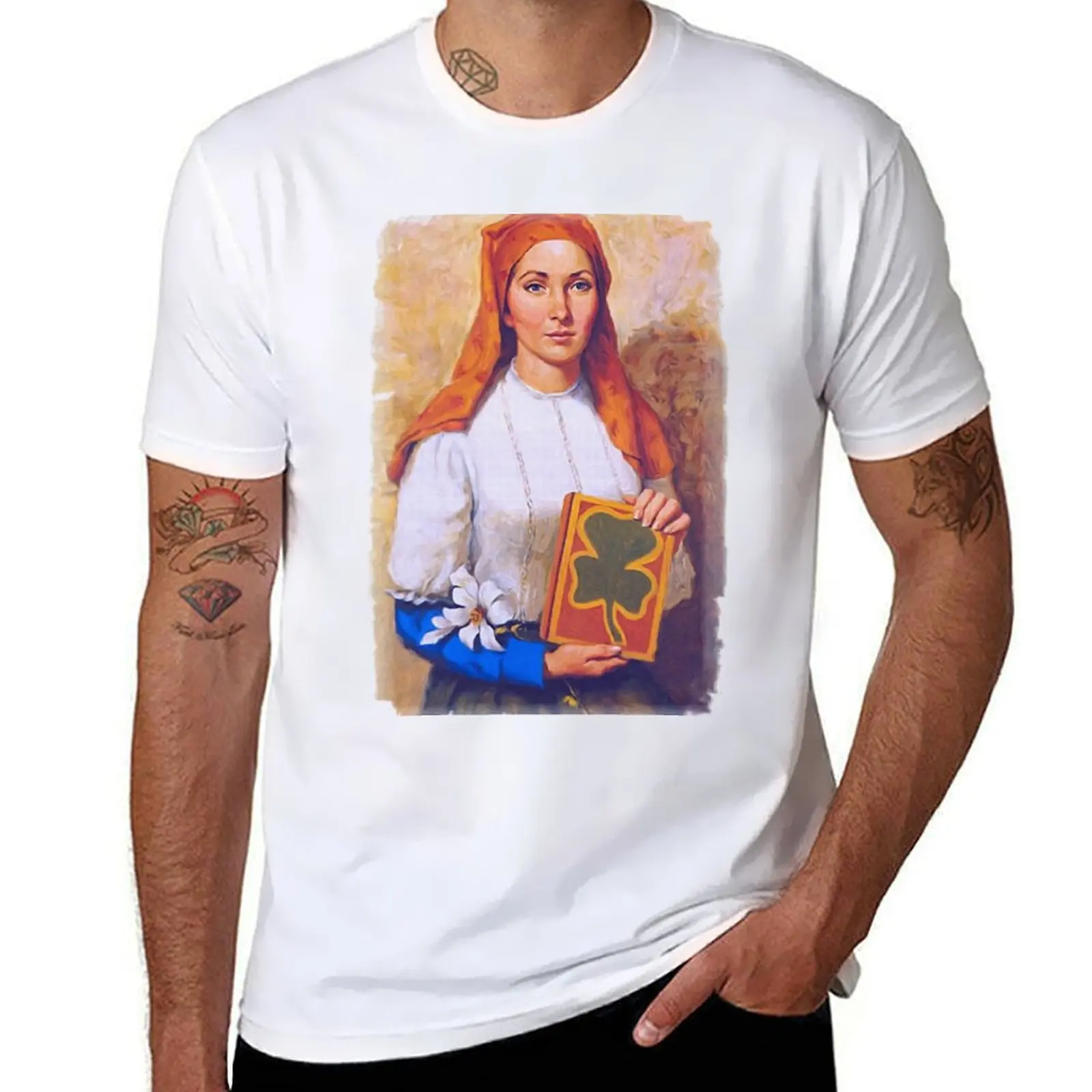 Saint Dymphna Painting T-Shirt t shirts for man slim fit t shirt men 100% cotton luxury brand T-Shirt
Saint Dymphna Painting T-Shirt t shirts for man slim fit t shirt men 100% cotton luxury brand T-Shirt