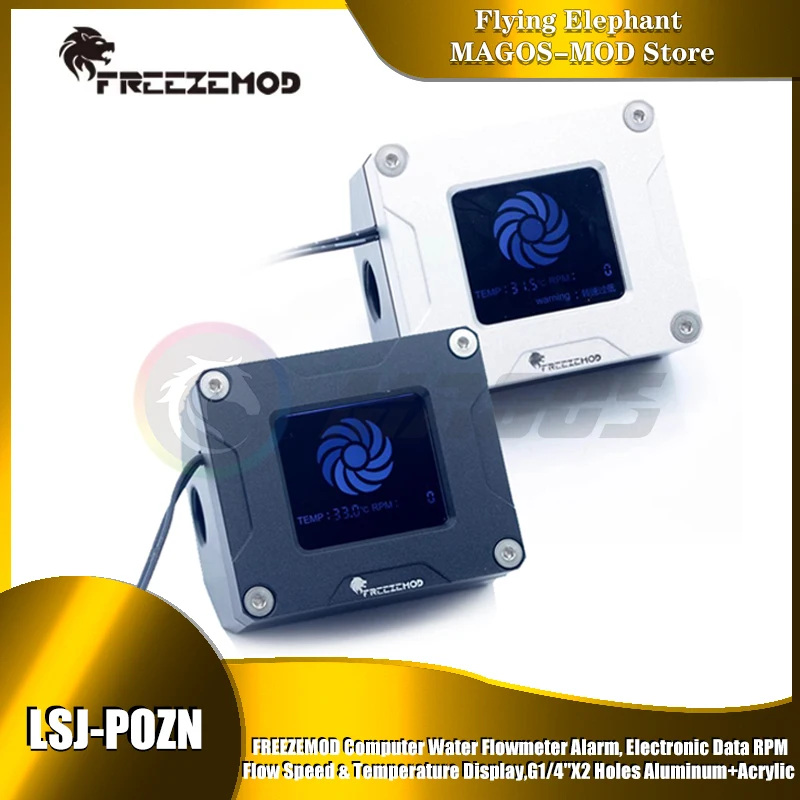 FREEZEMOD Computer Water Flowmeter Alarm, Electronic Data RPM Flow Speed & Temperature Display,G1/4''X2 Holes Aluminum+Acrylic
FREEZEMOD Computer Water Flowmeter Alarm, Electronic Data RPM Flow Speed & Temperature Display,G1/4''X2 Holes Aluminum+Acrylic