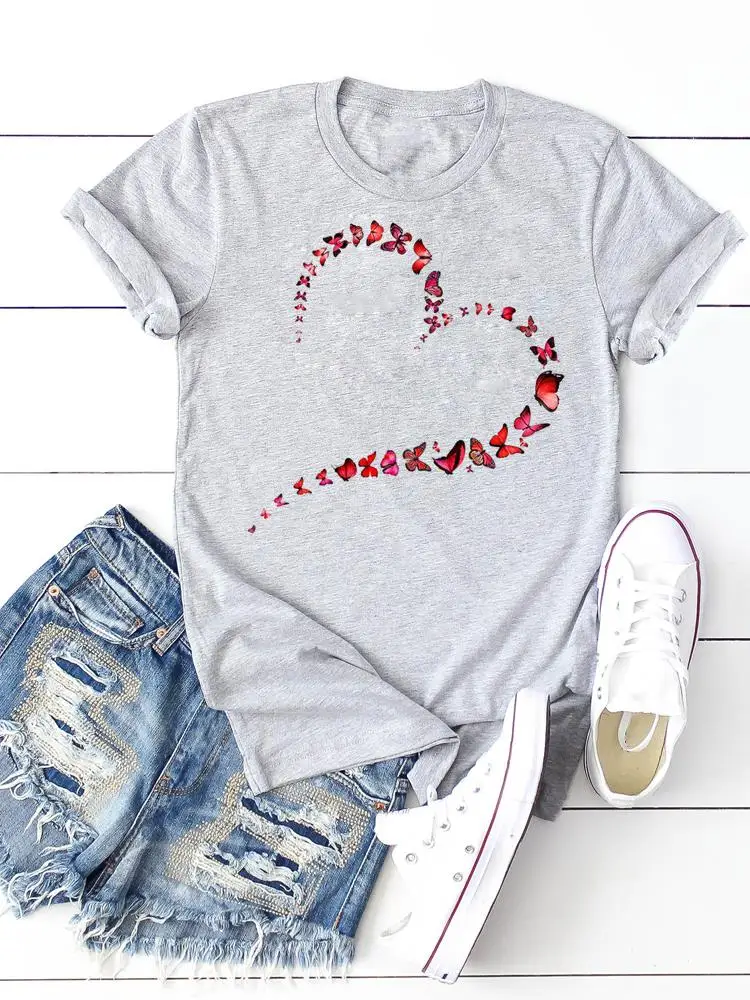Women T Clothes Ladies Clothing Short Sleeve Graphic Tee Fashion Butterfly Love Heart Trend Cute Female Casual Print T-shirts
Women T Clothes Ladies Clothing Short Sleeve Graphic Tee Fashion Butterfly Love Heart Trend Cute Female Casual Print T-shirts