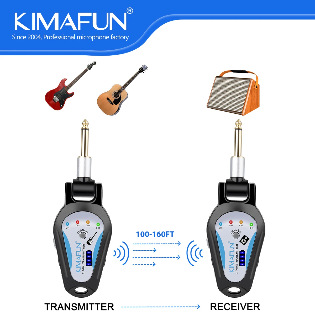 KIMAFUN 2.4G 4 Channels Wireless Microphone System for Electronic Guitar Electric Bass Violin Online Teaching Musicians Performe
KIMAFUN 2.4G 4 Channels Wireless Microphone System for Electronic Guitar Electric Bass Violin Online Teaching Musicians Performe