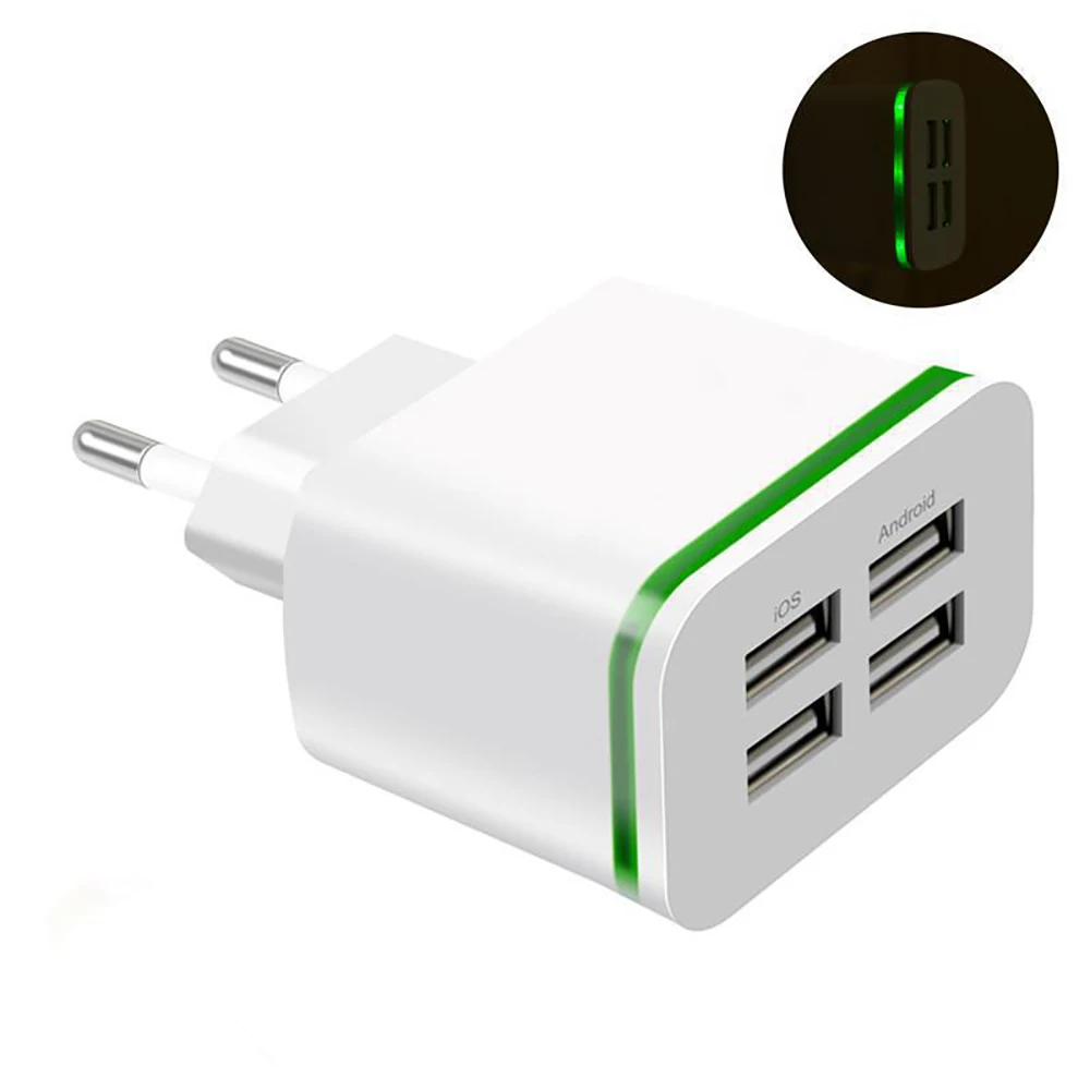 4USB Charger Glowing 3A Multi-port USB Wall Charger LED Light Fast Charging Power Adapter Smartphone Tablet Charging Head
4USB Charger Glowing 3A Multi-port USB Wall Charger LED Light Fast Charging Power Adapter Smartphone Tablet Charging Head