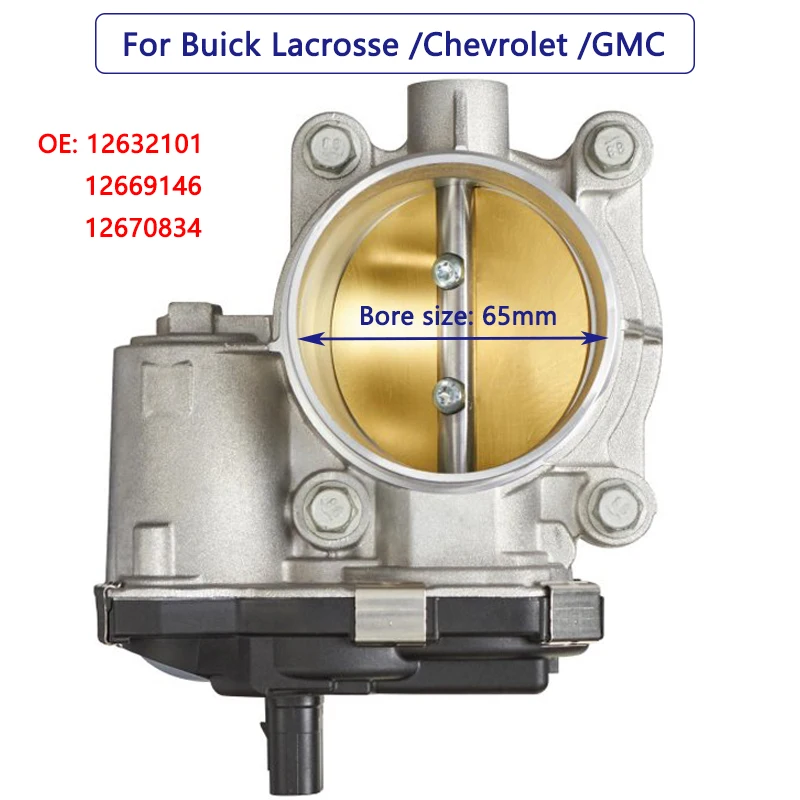 65mm Throttle Body For Chevrolet Equinox Malibu Impala GMC Terrain Buick Regal 2.4L Throttle Valve 12632101 12669146
65mm Throttle Body For Chevrolet Equinox Malibu Impala GMC Terrain Buick Regal 2.4L Throttle Valve 12632101 12669146